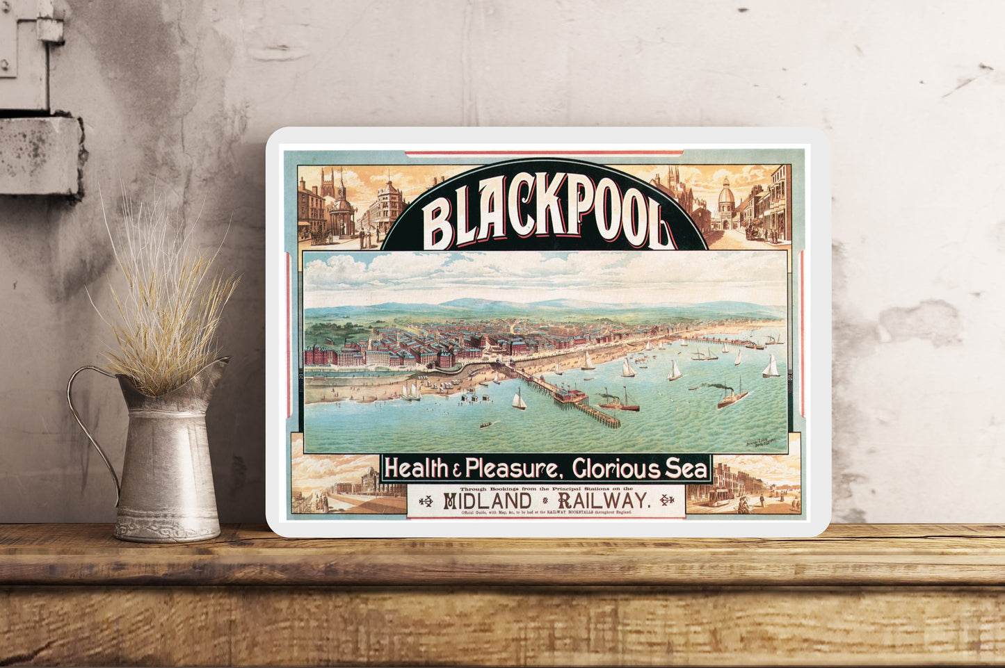 BLACKPOOL Metal Wall Sign Plaque Vintage Retro Advert Railway Gift Travel Train