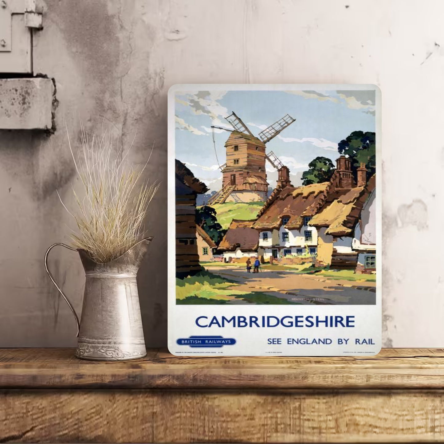 CAMBRIDGESHIRE Metal Wall Sign Plaque Vintage Retro Advert Railway Gift Travel Train