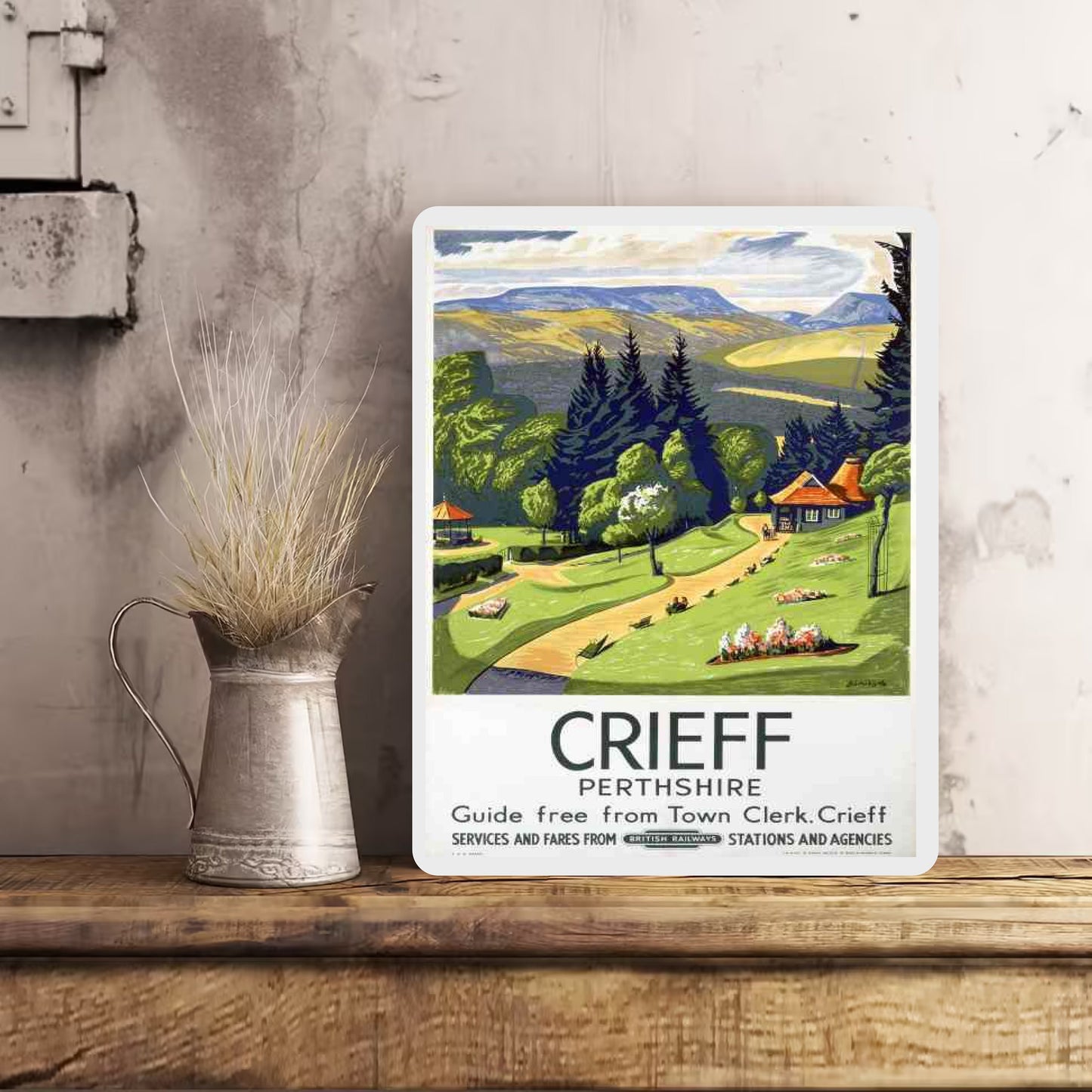 CRIEFF Perthshire Metal Wall Sign Plaque Vintage Retro Advert Railway Gift Travel Train