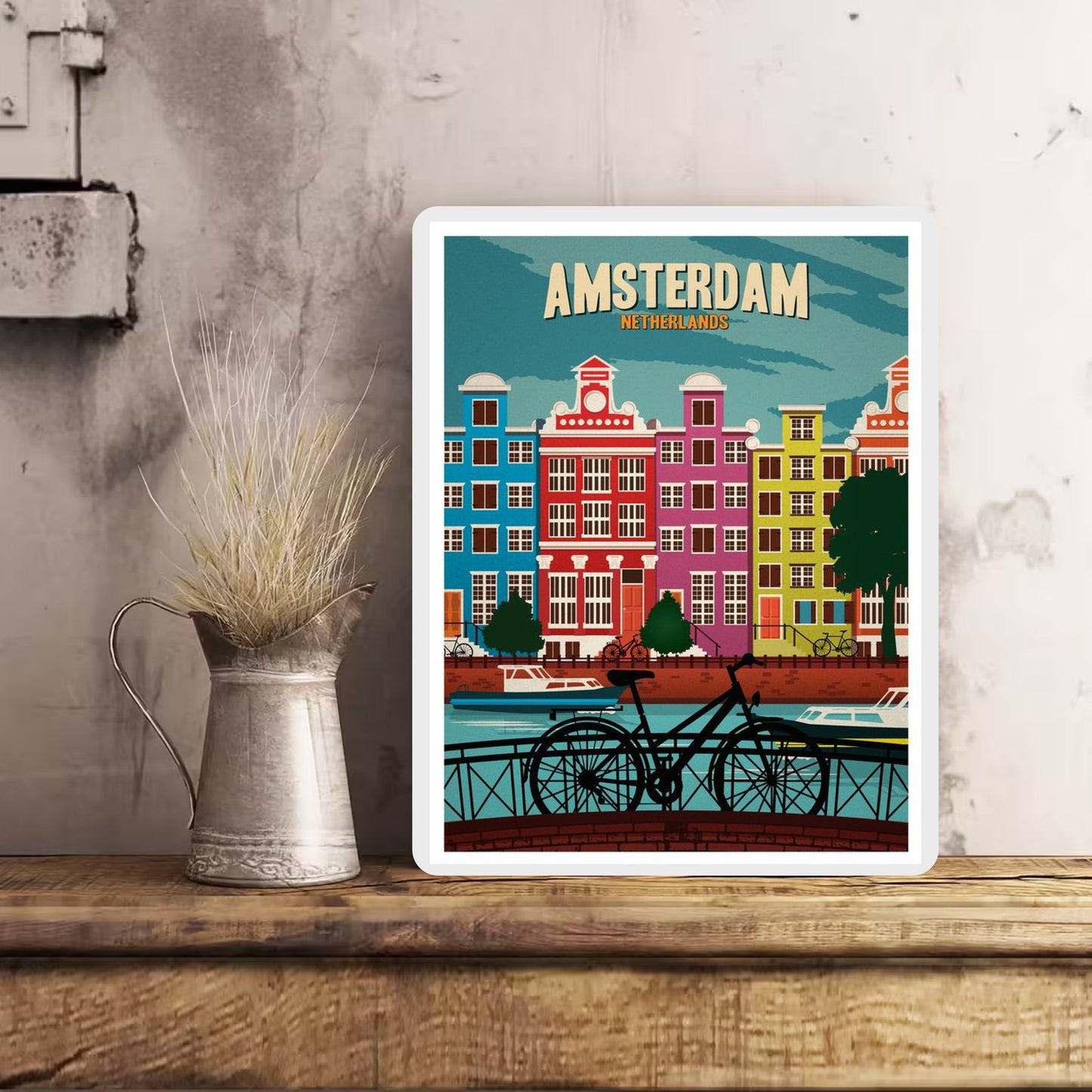 AMSTERDAM Netherlands Sign Plaque Vintage Retro Advert Metal Gift Travel Holiday