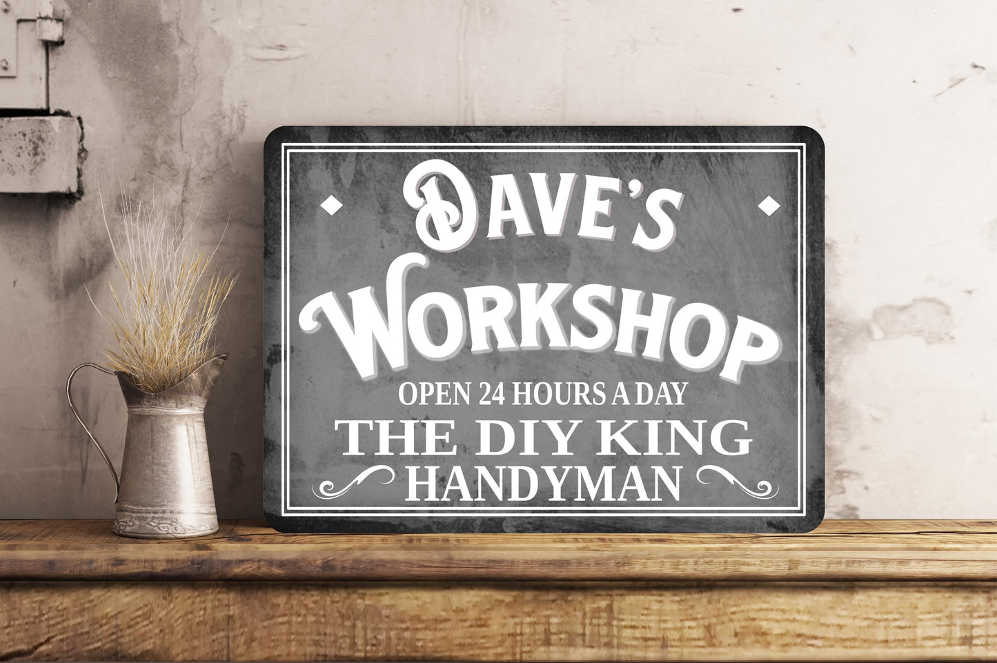 Personalised Colour Metal Sign Plaque Workshop Dad's Boyfriend Husband Four Sizes Waterproof  Indoor / Outdoor Personalized