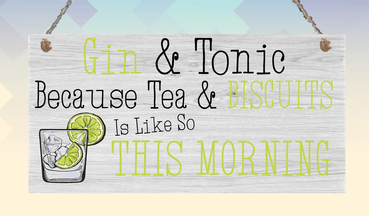 Gin & Tonic Metal Hanging Plaque Mother's Day Birthday Christmas Friend Present Gift