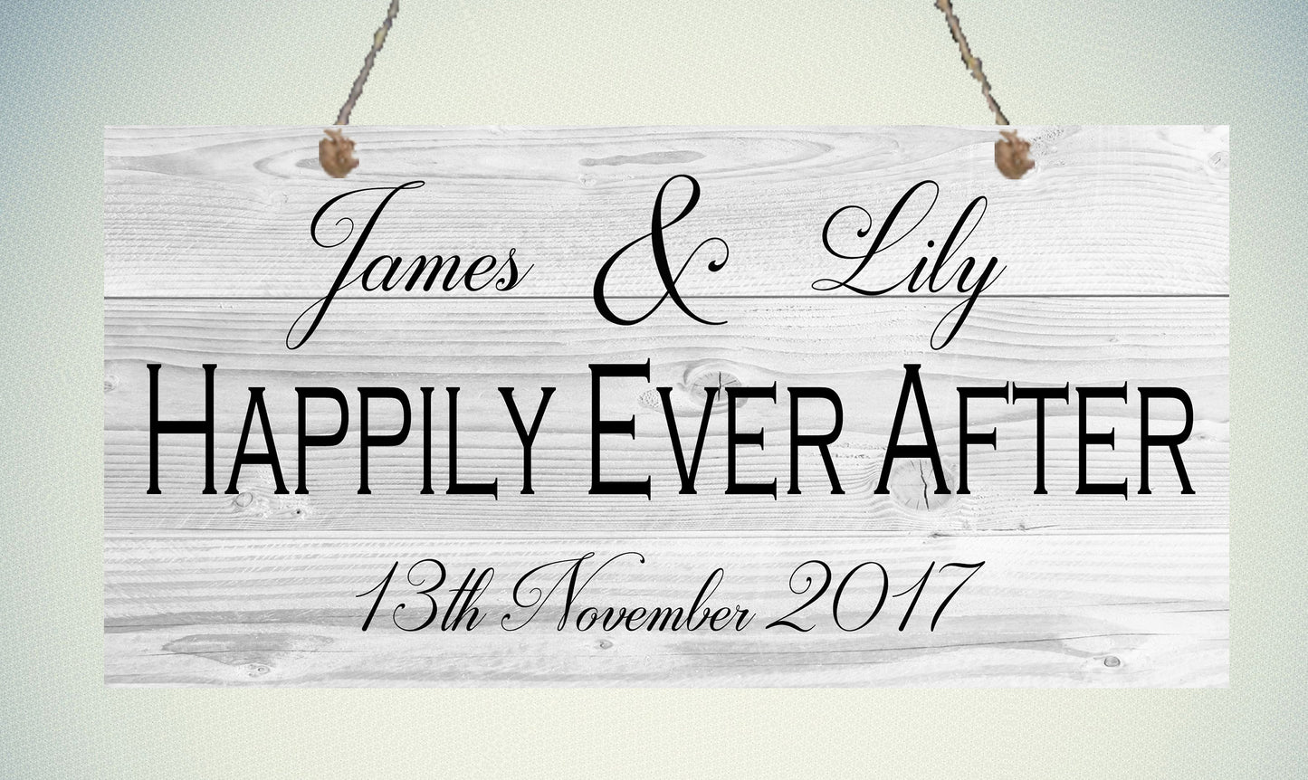 Personalised Metal Hanging Plaque Happily Ever After Engagement Anniversary Wedding Gift Present Fiancee Fiance Partner Husband Wife