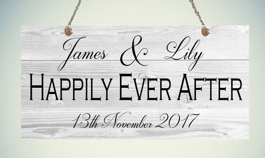 Personalised Metal Hanging Plaque Happily Ever After Engagement Anniversary Wedding Gift Present Fiancee Fiance Partner Husband Wife