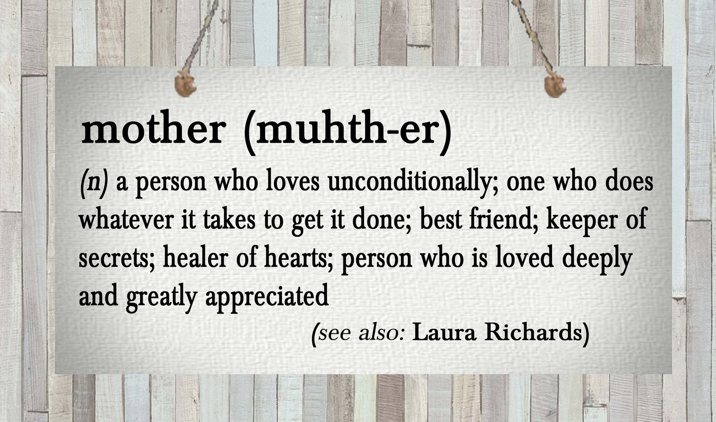 Personalised Metal Hanging Plaque Mother Definition Mother's Day Birthday Christmas Gift Present