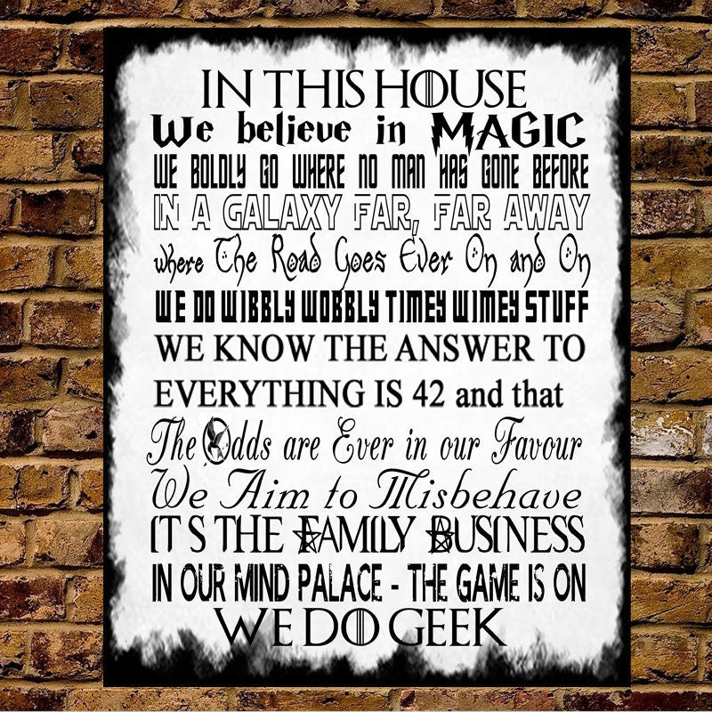 Geek House Rules Metal Wall Sign Gift Present Home House Family