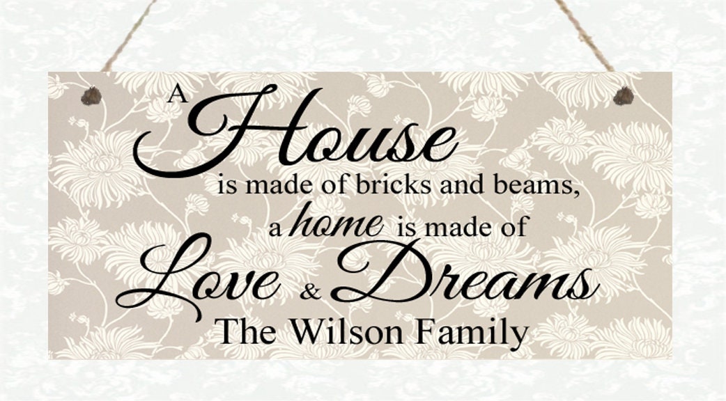 Personalised Love and Dreams Metal Hanging Plaque Mother's Day Birthday Christmas Home Family