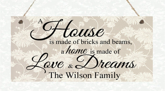 Personalised Love and Dreams Metal Hanging Plaque Mother's Day Birthday Christmas Home Family