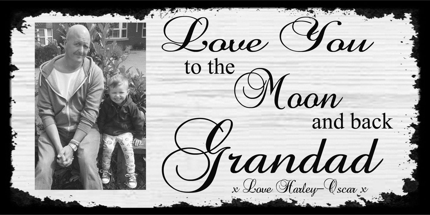Personalised Special Grandad Moon & Back Photo Metal Hanging Wall Plaque Gift Present Birthday Christmas  Father's Day