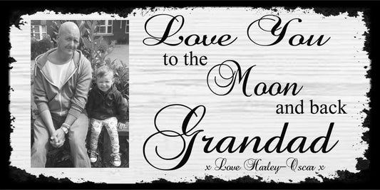 Personalised Special Grandad Moon & Back Photo Metal Hanging Wall Plaque Gift Present Birthday Christmas  Father's Day