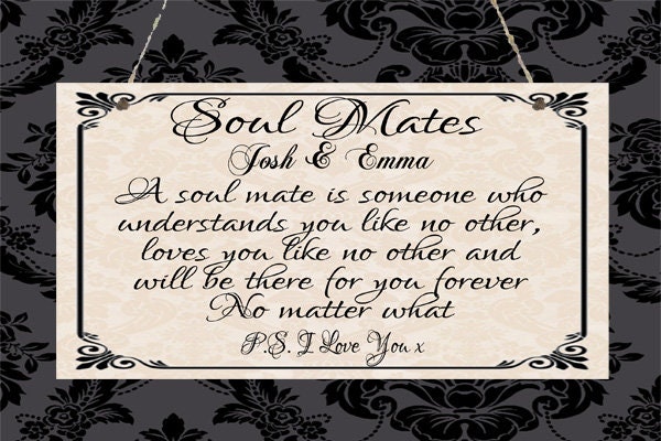 Beautiful Personalised Soul Mates Hand Made Chic Metal Hanging Door Wall Sign Engagement Anniversary Family Wedding