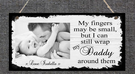 Personalised Fingers Photo Metal Hanging Wall Plaque Gift Present Birthday Christmas  Father's Day Mother's Day Mummy Daddy New Baby