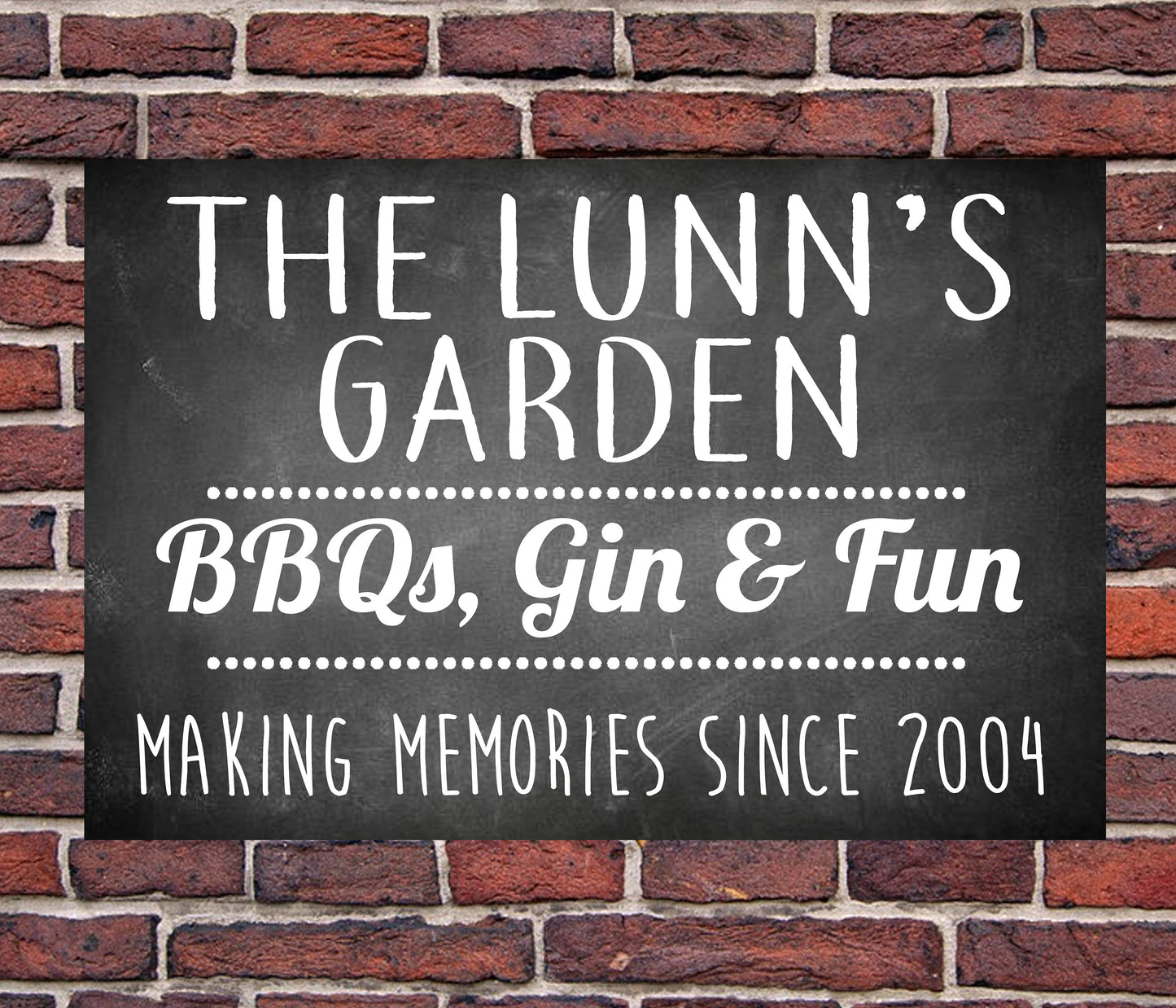 PERSONALISED Family Garden Metal Wall Sign Gift Present BBQ Gin Party