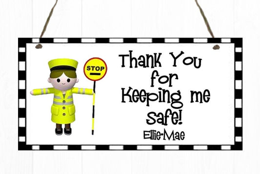 Personalised Lollipop Lady or Man Metal Hanging Wall Plaque Gift Present Birthday Christmas School Nursery Teacher Teaching Assistant Thanks