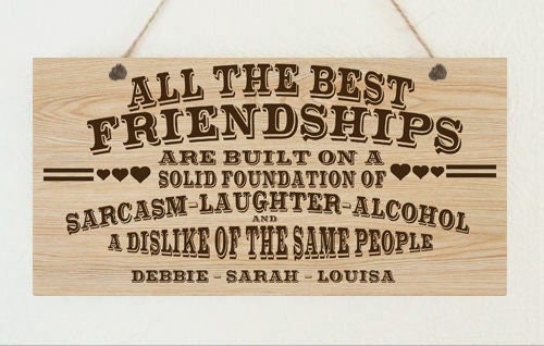 Personalised Friends Metal WoodGrain Effect Hanging Plaque Sarcasm Funny Office Gift