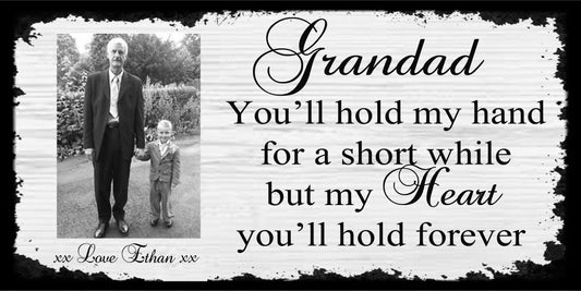 Personalised Special Grandad Hold my Heart Photo Metal Hanging Wall Plaque Gift Present Birthday Christmas  Father's Day