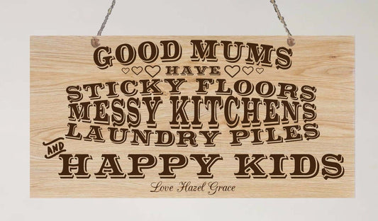 Personalised Good Mum Metal Wood Grain Effect Hanging Plaque Mother's Day Christmas Mummy Mother