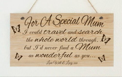 Personalised Special Mum Metal WoodGrain Effect Hanging Plaque Mother's Day Christmas Mummy Mother Mom