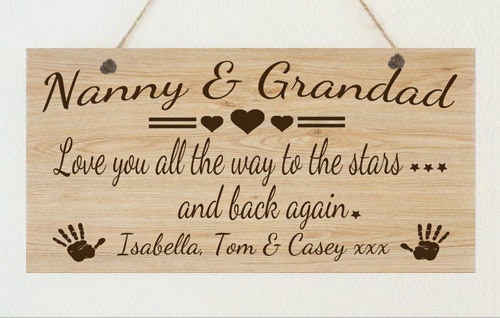 Personalised Love You to The Stars Metal Wood Grain Effect Hanging Plaque Mother's Day Christmas Grandma Nanny Nanna Nana Nan Granny Gran