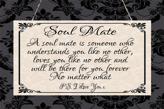 Beautiful Personalised Soul Mates Hand Made Chic Metal Hanging Door Wall Sign Engagement Anniversary Family Wedding