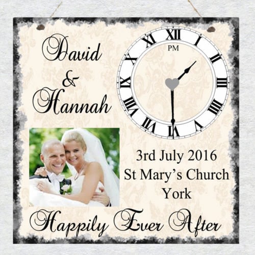 Wedding Photo Record Metal Hanging Wall Plaque Gift Present Newlyweds Newly Married