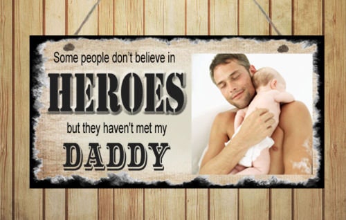 Personalised Daddy Hero Photo Metal Hanging Wall Plaque Gift Present Birthday Christmas  Father's Day Dad New Baby Grandad Uncle