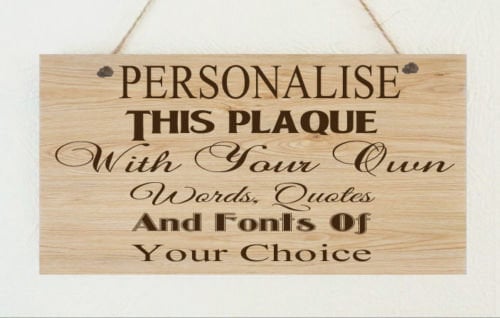 Personalised Any Text METAL Wood Grain Effect Hanging Plaque