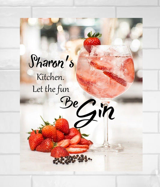 Personalised Kitchen GIN METAL Wall Sign Gift Present Funny PLAQUE