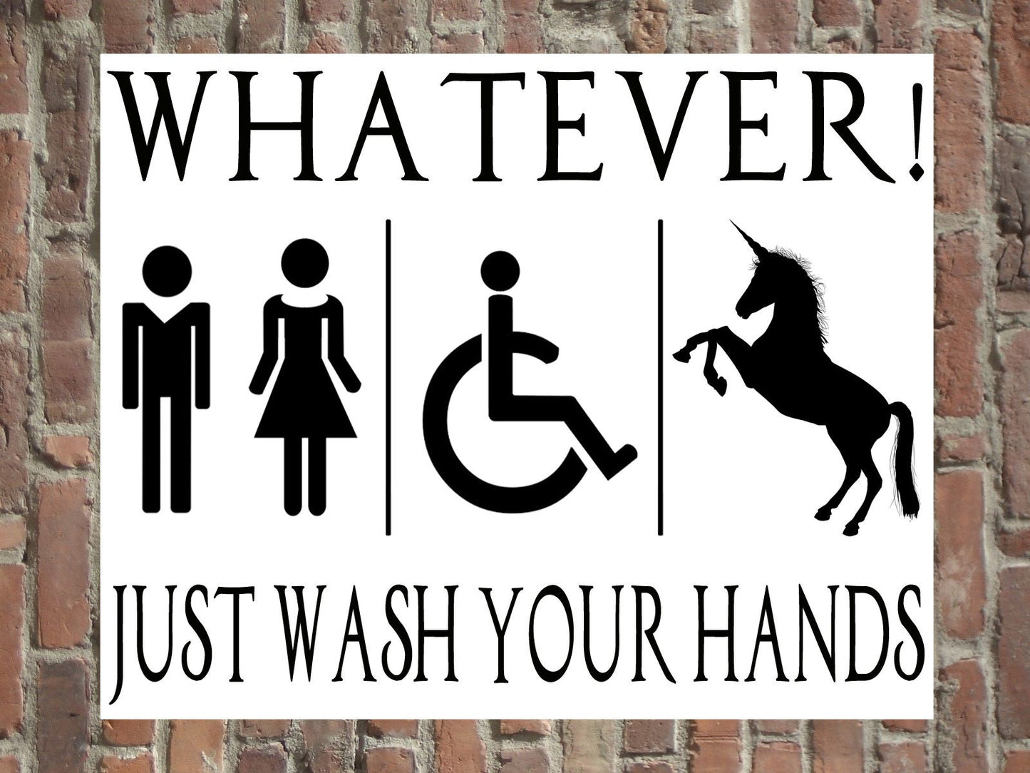 Gender Neutral Toilet Bathroom Wall Sign Gift Present Unicorn Bar Sign Pub Plaque Home House LGBTQ Gender Fluid Queer Wash Your Hands