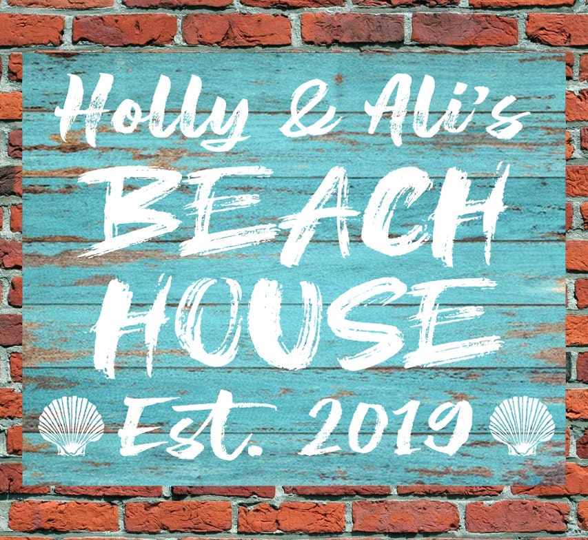 PERSONALISED Beach House Metal Sign Wedding Housewarming Holiday Gift present