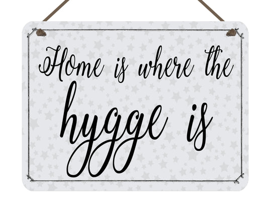 Home is Where the Hygge is - Danish Philosophy Hanging Wall Plaque Gift Present New Home House Warming