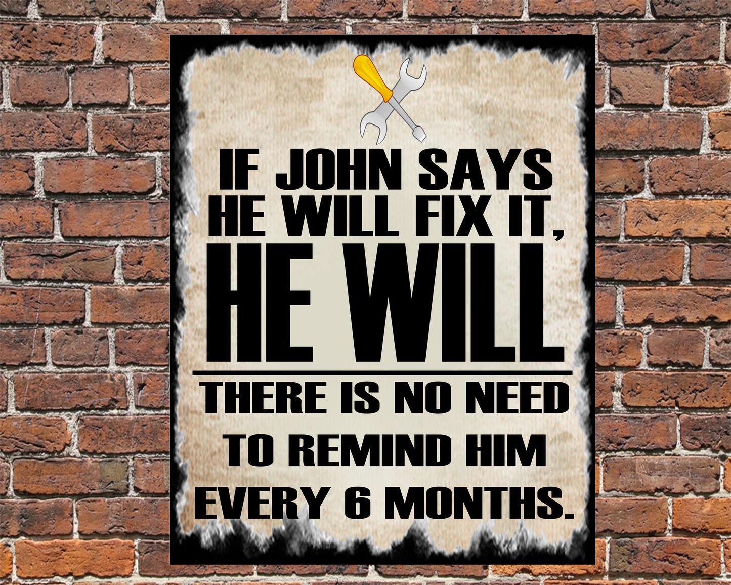 PERSONALISED Funny Man Fix It Garden Metal Wall Sign Gift Dad Present Man Cave