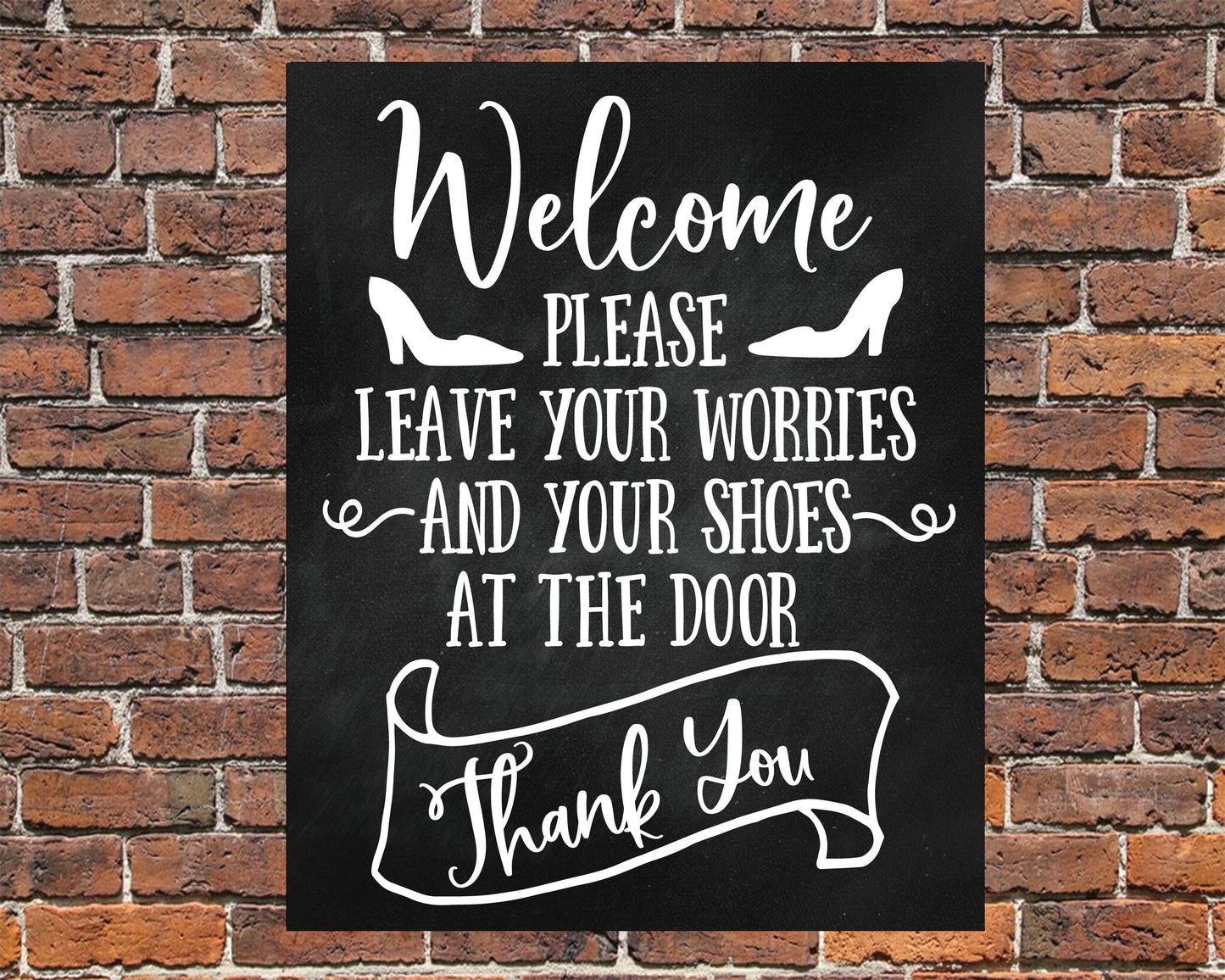 Chalk Board Style Metal Sign Welcome To Our Home Remove Shoes Gift House Present