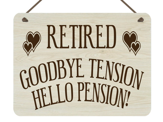 Personalised Funny Pension Wood Grain Effect Hanging Plaque Grandad Grandpa Grandma Nanny Nanna Nana Nan Granny Gran Mum Dad Retirement Gift