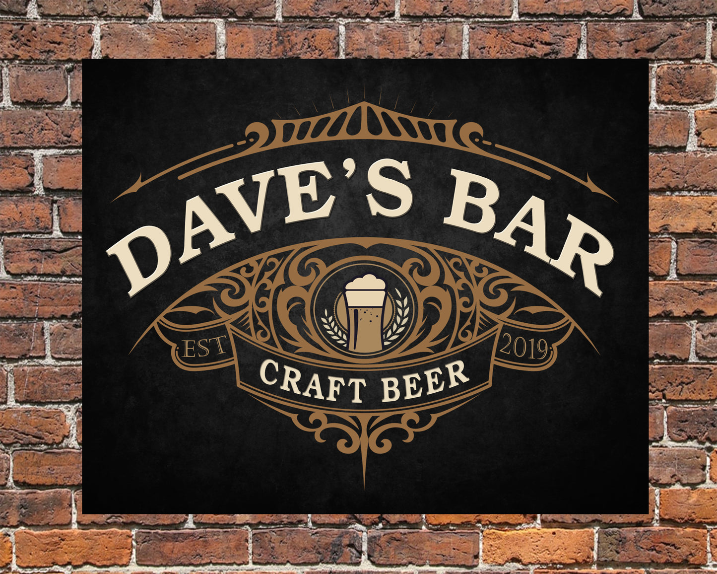 Personalised Black Pub Beer Bar Metal Wall Sign Gift Present Landlord Unique Gift Craft Beer