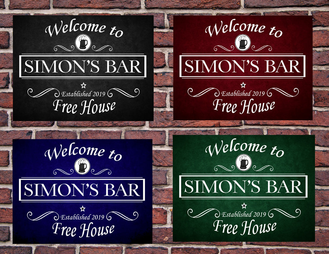 Personalised Black Pub Beer Bar Funny Metal Wall Sign Gift Present Landlord Choice of 4 Colours