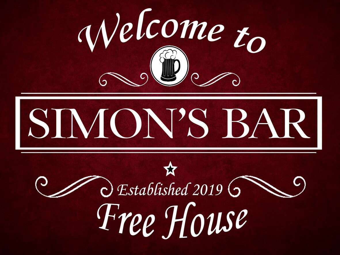 Personalised Black Pub Beer Bar Funny Metal Wall Sign Gift Present Landlord Choice of 4 Colours