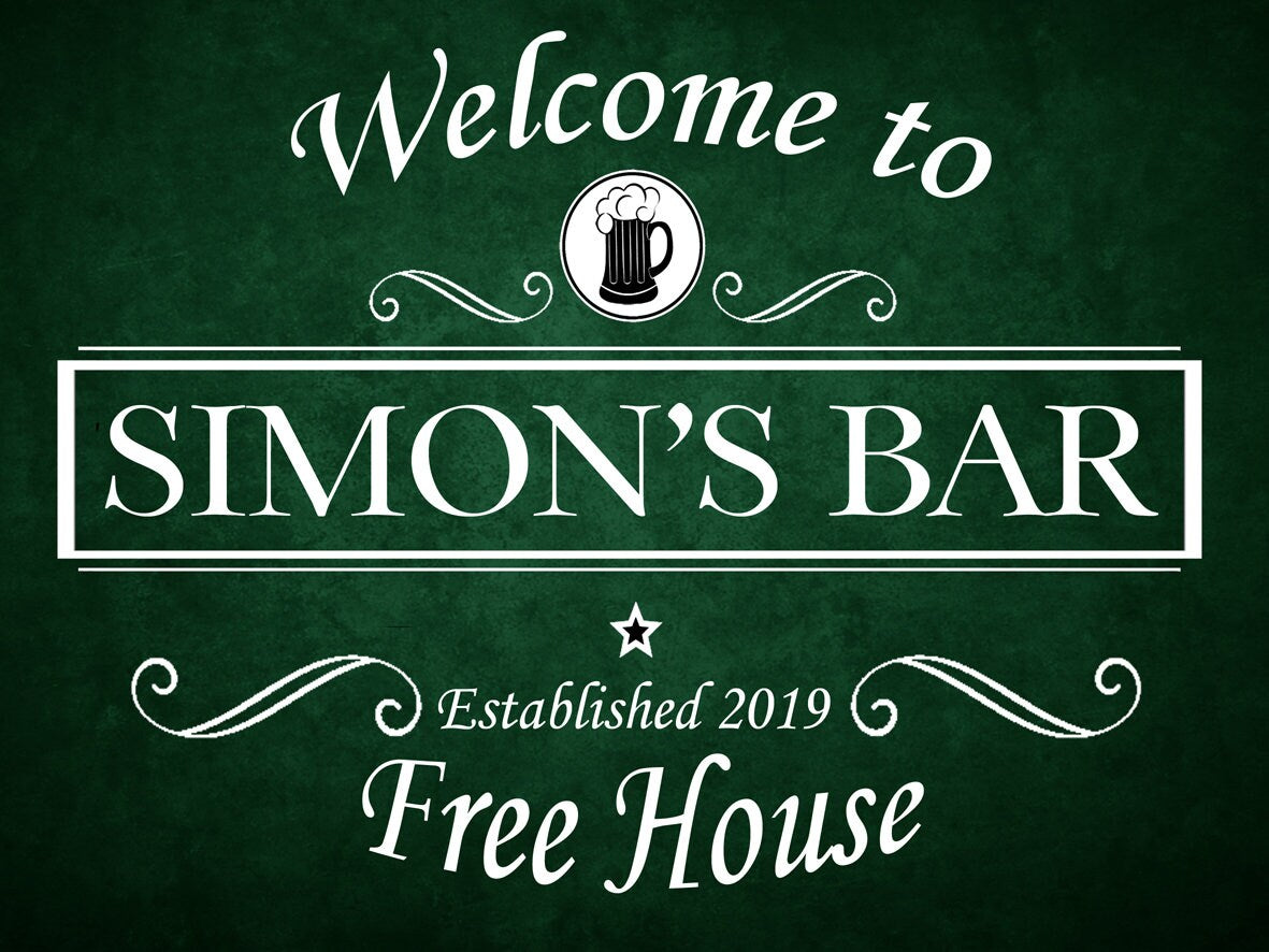 Personalised Black Pub Beer Bar Funny Metal Wall Sign Gift Present Landlord Choice of 4 Colours