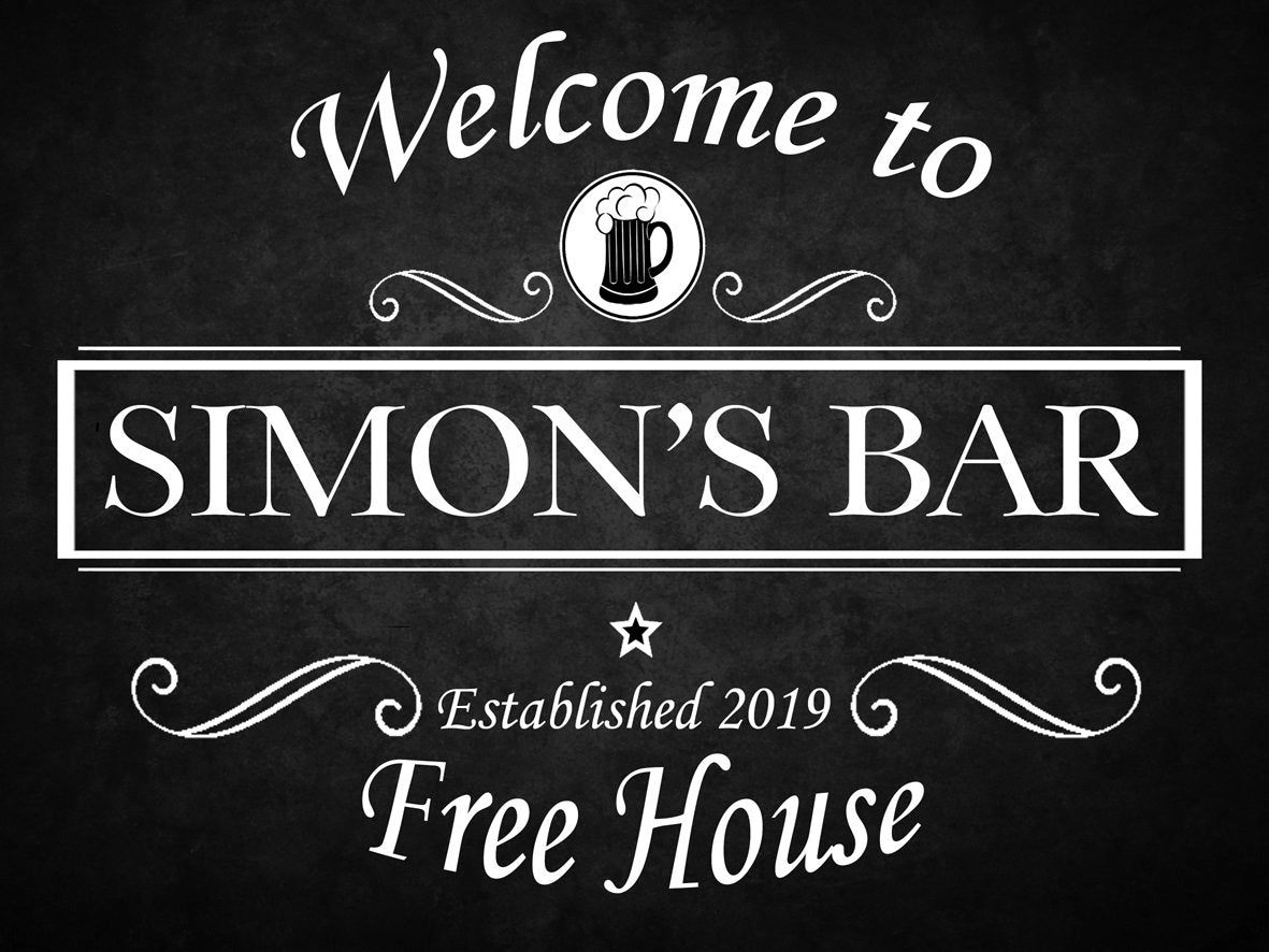 Personalised Black Pub Beer Bar Funny Metal Wall Sign Gift Present Landlord Choice of 4 Colours