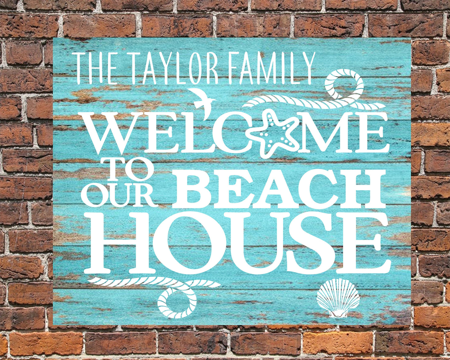 PERSONALISED Welcome to Our Beach House Metal Sign Wedding Housewarming Holiday Gift present Family Gift