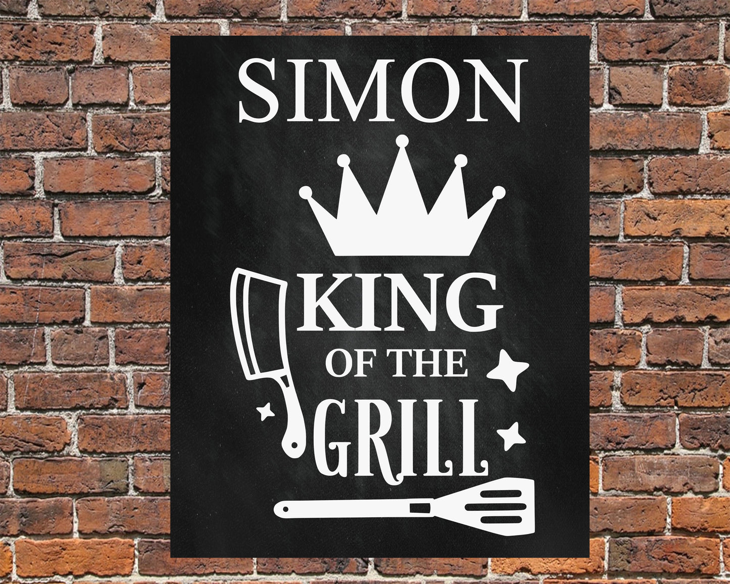 PERSONALISED Grill King BBQ Garden Metal Wall Sign Gift Dad Present