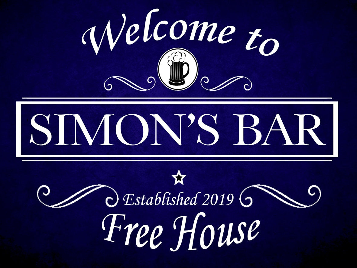 Personalised Black Pub Beer Bar Funny Metal Wall Sign Gift Present Landlord Choice of 4 Colours