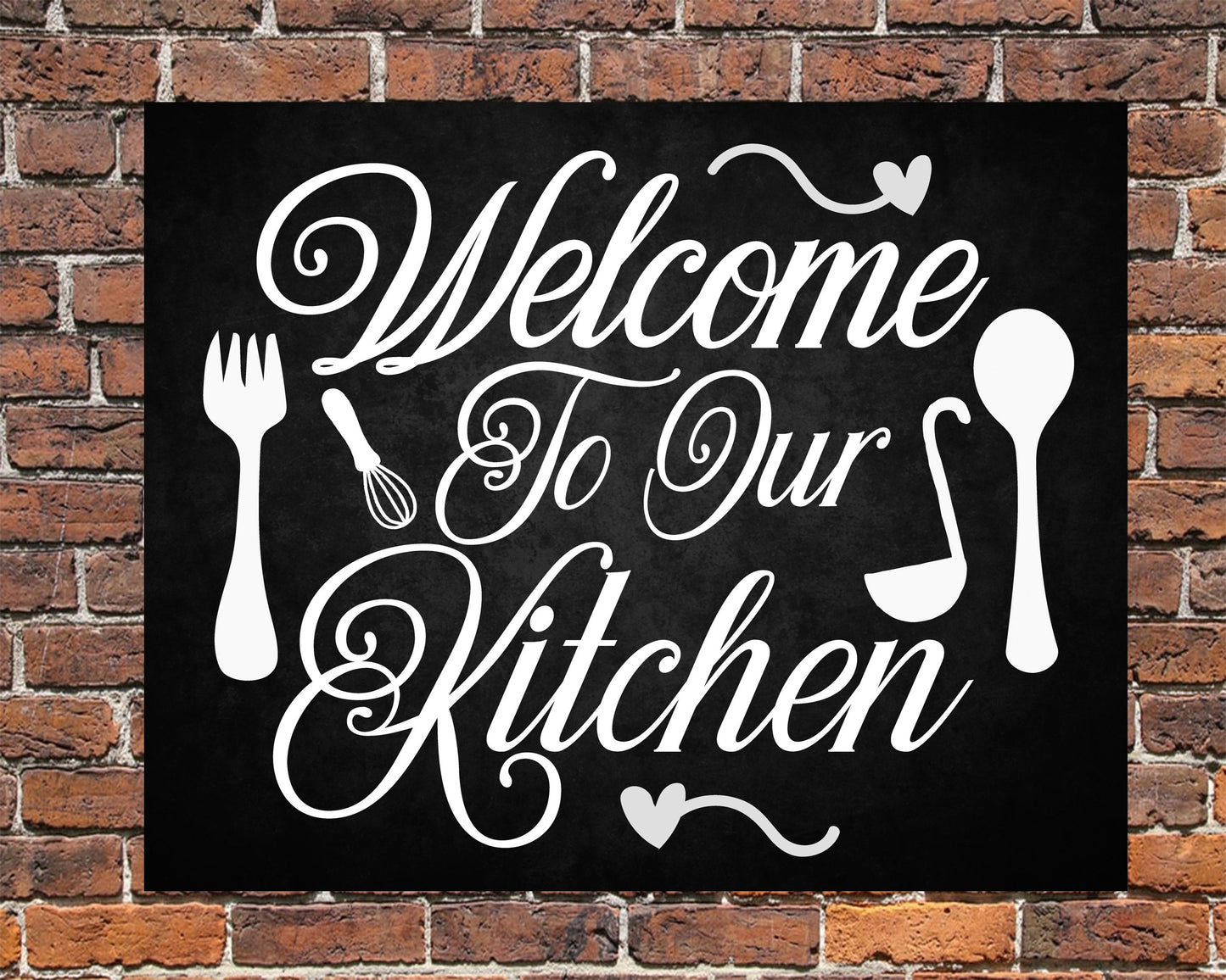 Chalk Style Welcome Family Kitchen Metal Wall Sign Gift Present Home