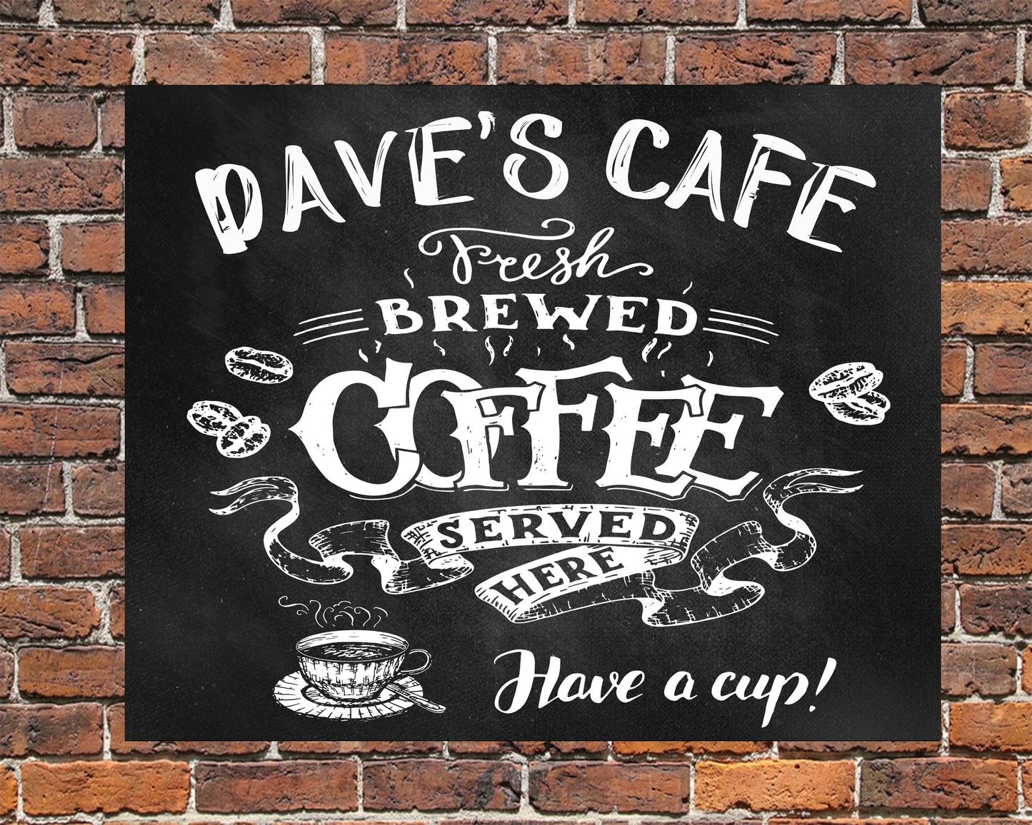 PERSONALISED Retro Vintage Coffee Cafe Metal Wall Sign Gift Present Chalkboard Style
