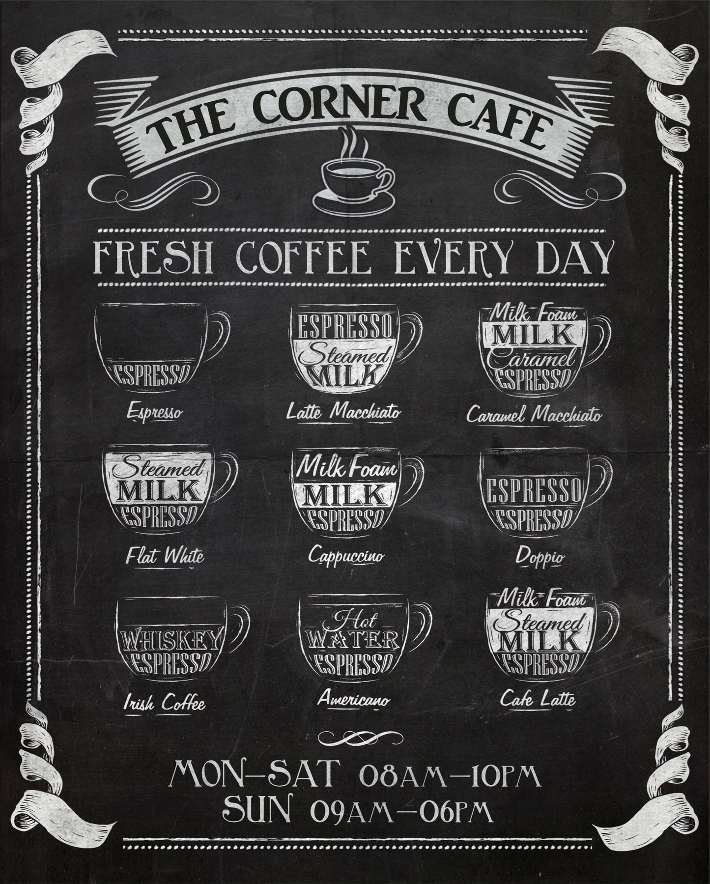 PERSONALISED Retro Vintage Coffee Cafe Kitchen Metal Wall Sign Gift Chalkboard Style Gift Present