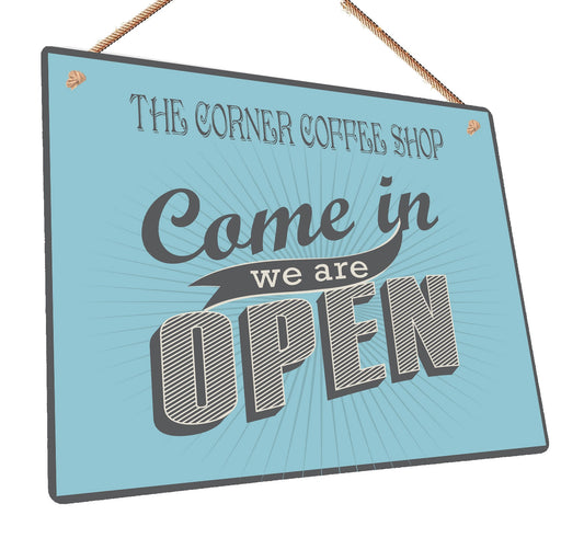 Personalised Retro Metal Open/Closed Double Sided Shop Sign Your Business Name or Logo