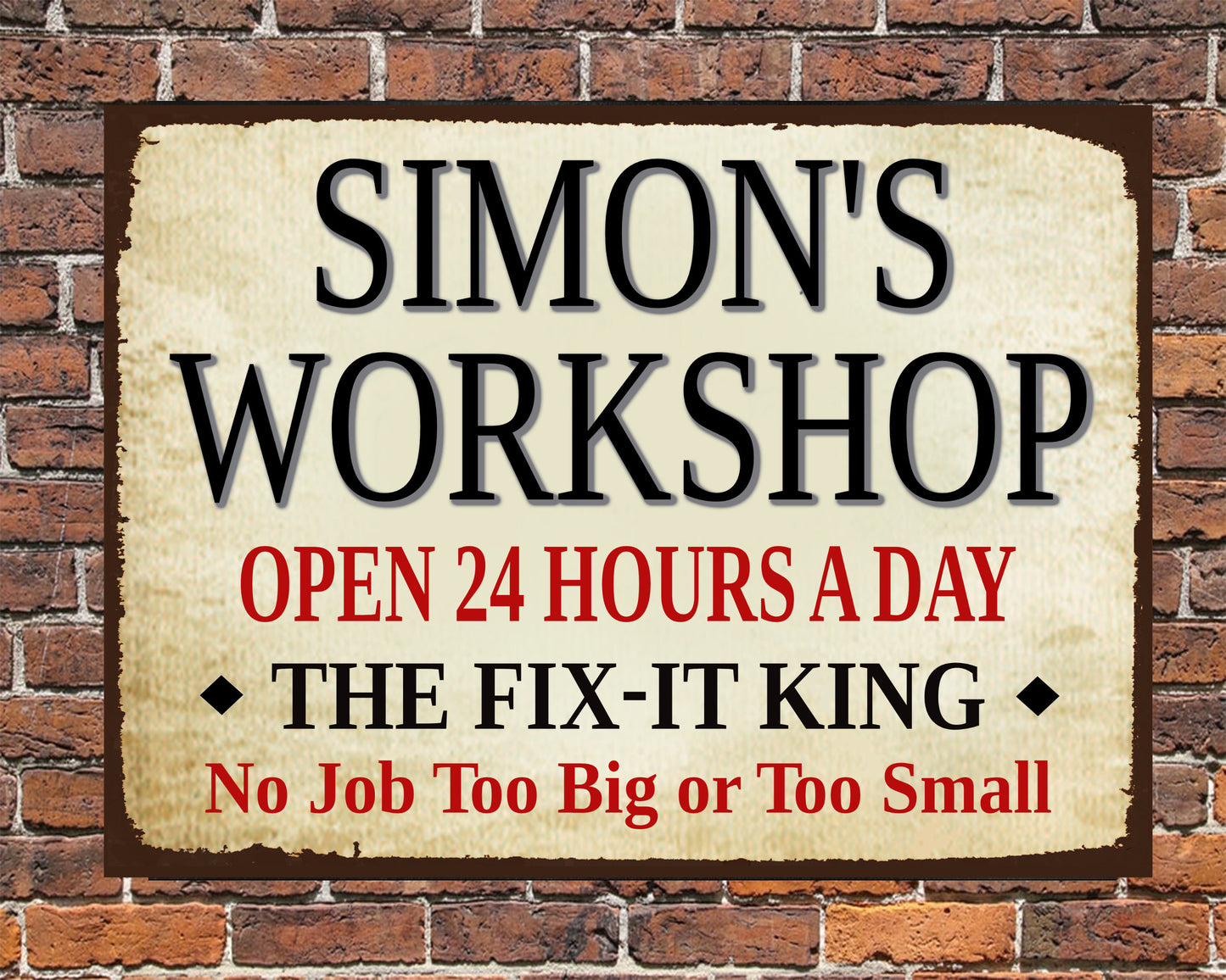 PERSONALISED Workshop / Shed Metal Wall Sign Gift Dad Present Fathers Day Any Text