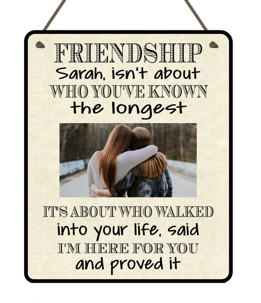 Personalised Friendship Metal Photo Hanging Plaque Any Image Any Name Best Friends Thank You Gift