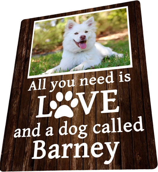 PERSONALISED Photo Pet Metal Wall Sign Gift Present Dog Cat All you need is love