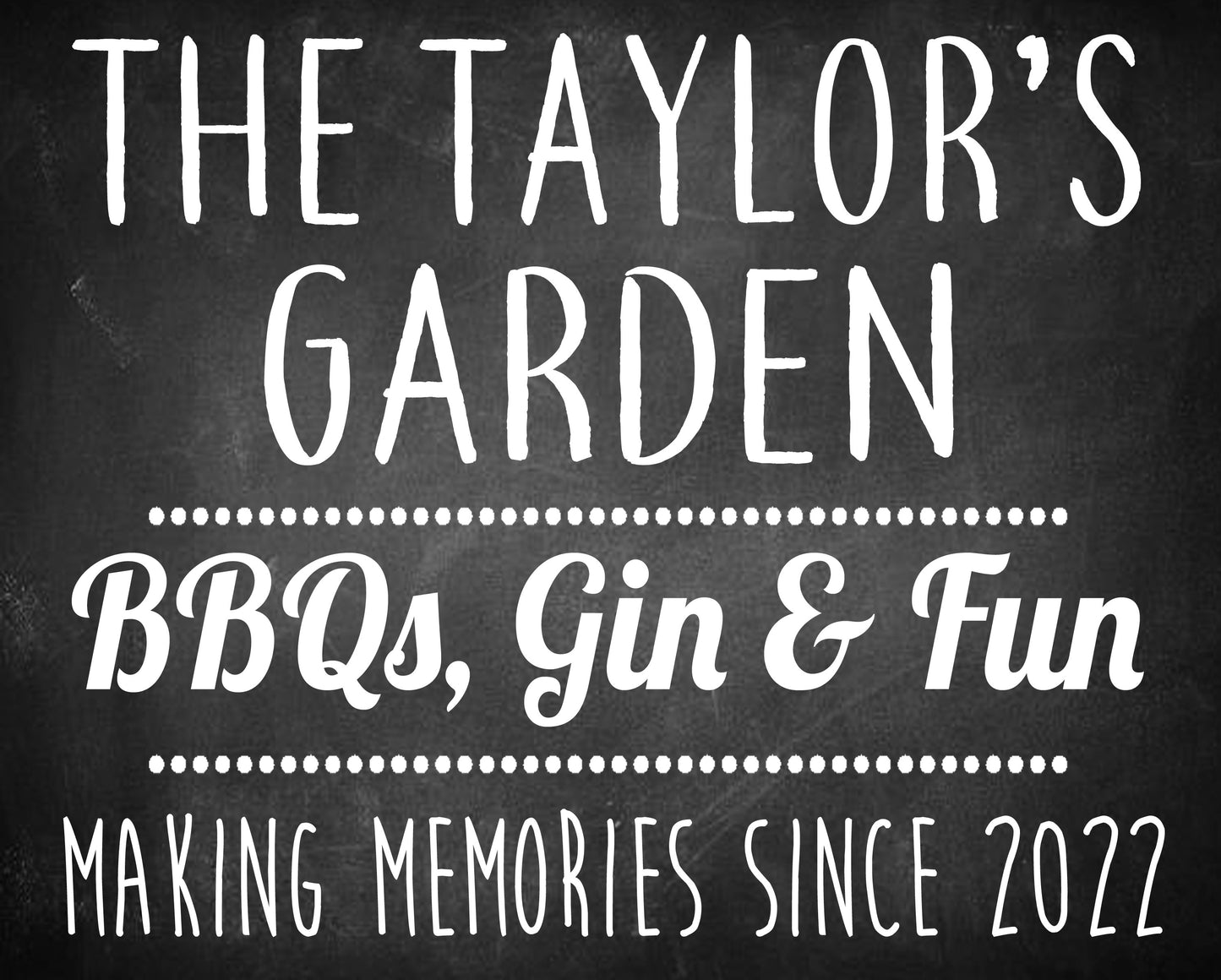 PERSONALISED Family Garden Metal Wall Sign Gift Present BBQ Gin Party